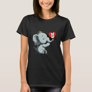 Peru Peruvian Roots Cute Elephant Heart Peruvian P T-Shirt