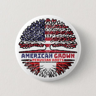 Peru Peruvian US American USA United States Tree Button