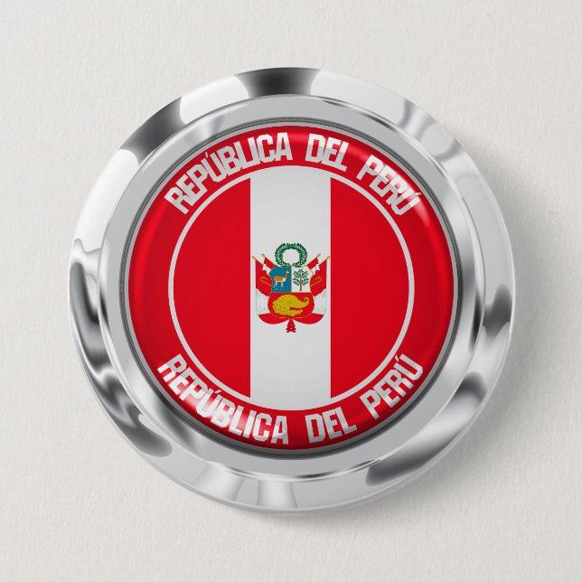 Peru Round Emblem Button (Front)