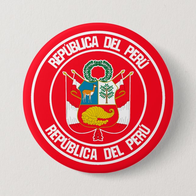 Peru Round Emblem Button (Front)
