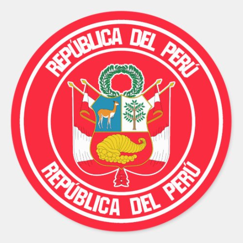 Peru Round Emblem Classic Round Sticker