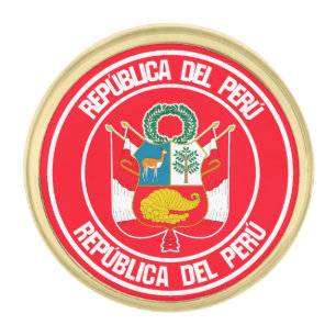 Peru Round Emblem Gold Finish Lapel Pin