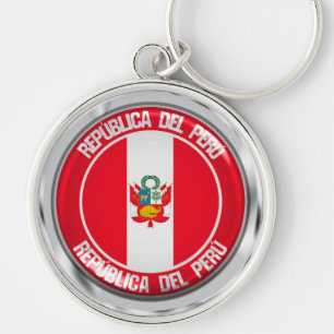 Peru Round Emblem Keychain