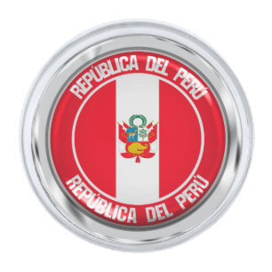 Peru Round Emblem Silver Finish Lapel Pin