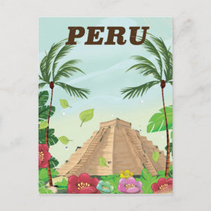 Peru South America vintage cartoon travel poster Postcard