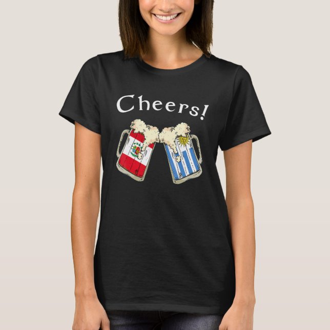 Peru Uruguay Flag Cheers Beer Grown Patriot Countr T-Shirt (Front)