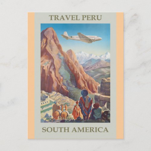 Peru Vintage Travel Poster Postcard