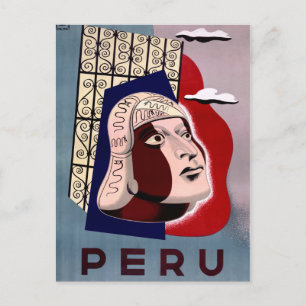 Peru Vintage Travel Poster Restored Postcard