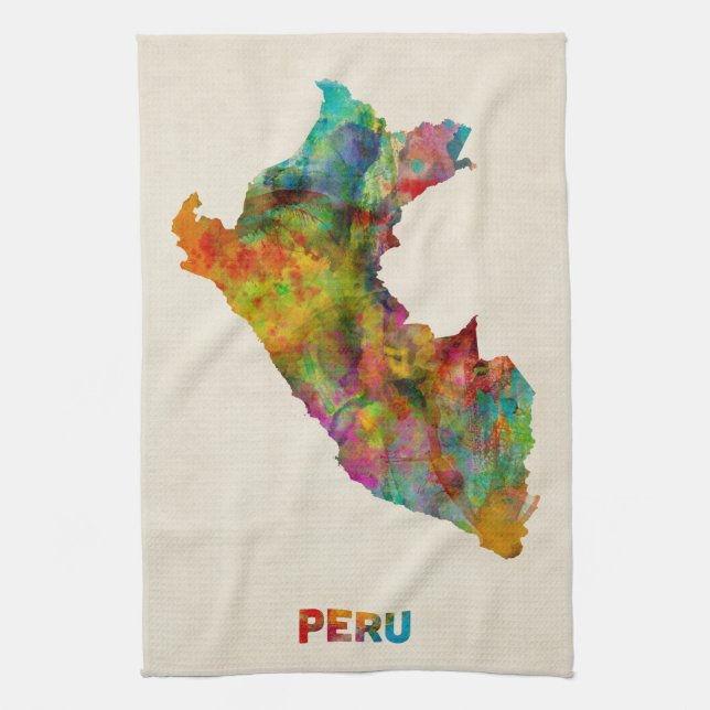 Peru Watercolor Map Towel (Vertical)