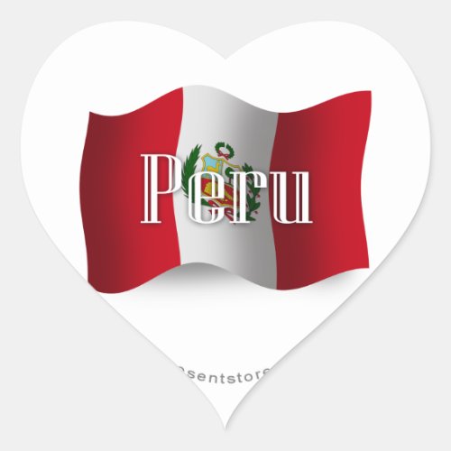 Peru Waving Flag Heart Sticker