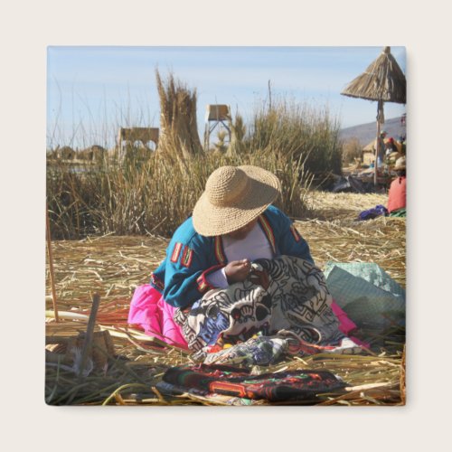 Peru Woman Sewing Embroidery Magnet Peru Woman Sewing Embroidery Magnet