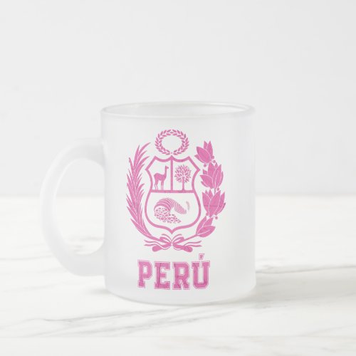 Perus National Shield Pride  Frosted Glass Coffee Mug