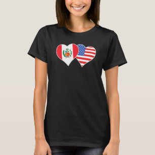 Peruvian American Flag Heart Peru Usa T-Shirt