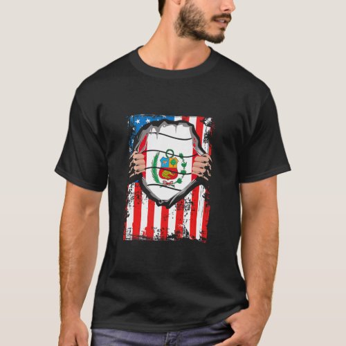 Peruvian American Grown Patriot Peru Flag from USA T_Shirt
