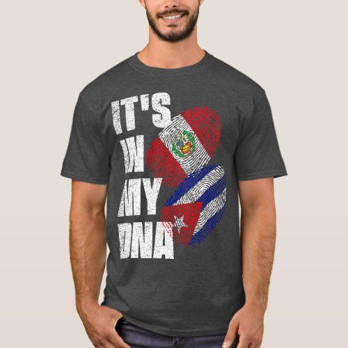 Peruvian And Cuban Mix DNA Heritage Flag T_Shirt