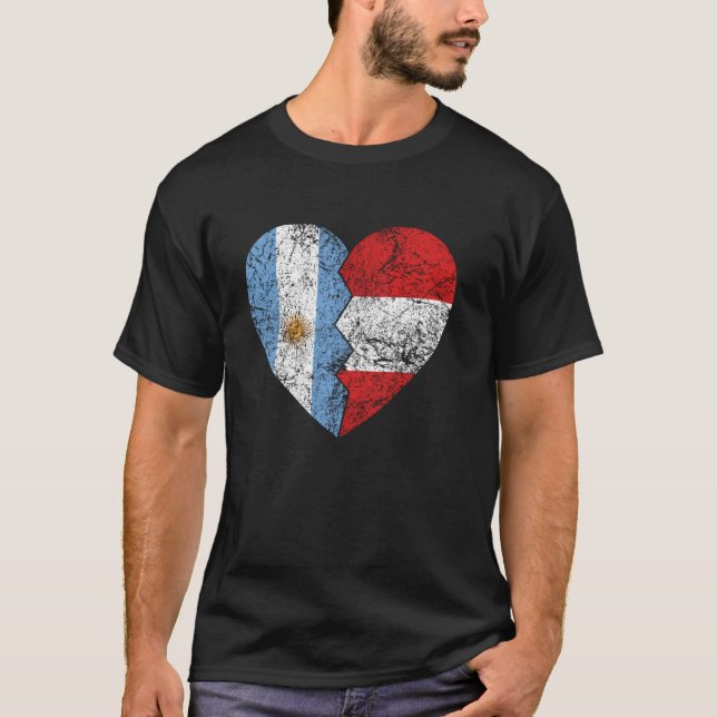Peruvian Argentinian Flag Heart Argentina Peru Fla T-Shirt (Front)