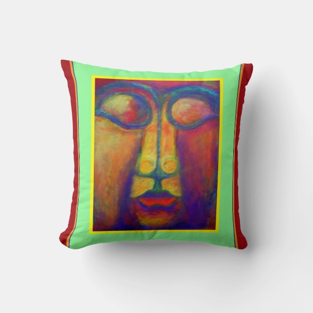 Peruvian Art Face Stufy by Sharles Throw Pillow (Front)