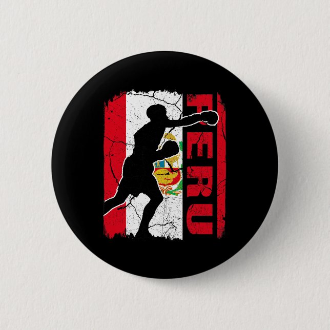 Peruvian Boxing Team Peru Flag Boxing Gloves  Button (Front)