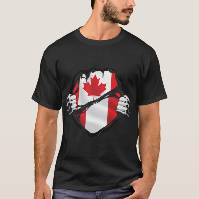 Peruvian Canadian Hands Ripped Roots Flag T-Shirt (Front)