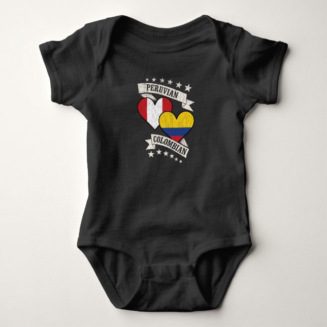 Peruvian Colombian Heart Flags Peru Colombia Baby Bodysuit (Front)