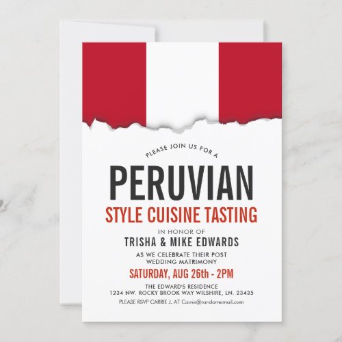 Peruvian Cuisine  Party Flag White Invite