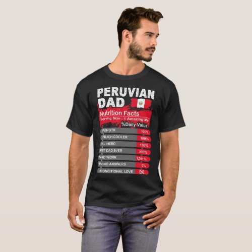 Peruvian Dad Nutrition Facts Serving Size Tshirt