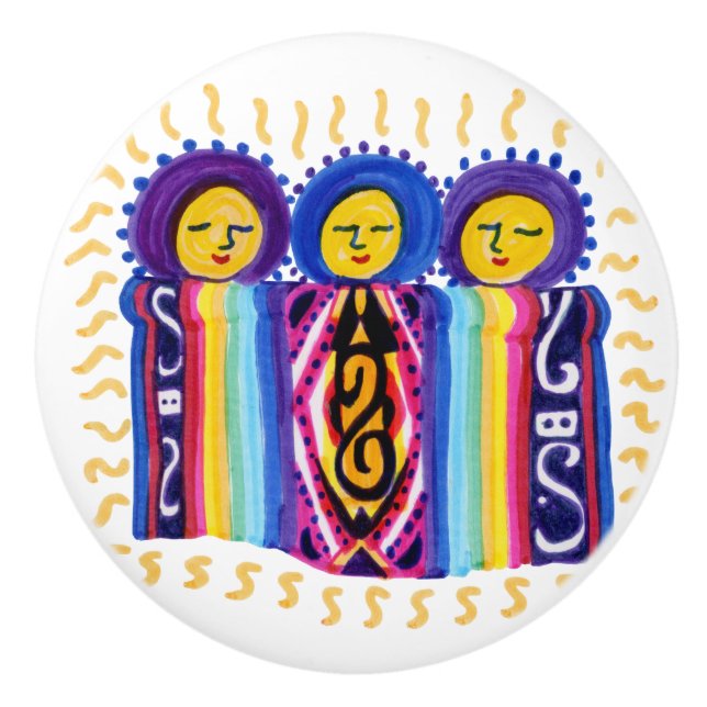 Peruvian Dolls Ceramic Knob (Front)