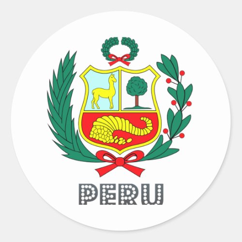 Peruvian Emblem Classic Round Sticker
