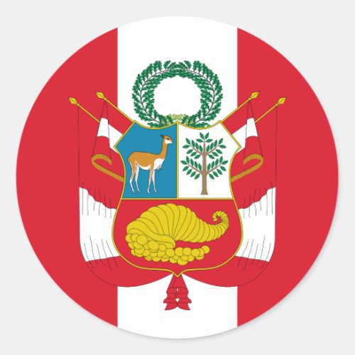 Peruvian Flag  Coat of Arms Flag of Peru Classic Round Sticker