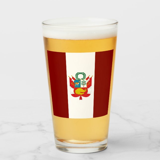 Peruvian flag-coat of arms  glass (Front Filled)