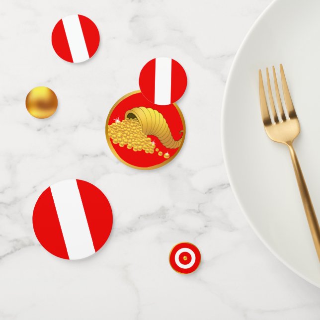 Peruvian Flag & Golden Cornucopy Table Confetti (Group)