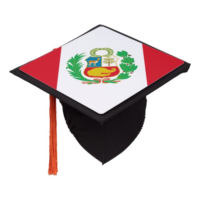 Peruvian flag graduation cap topper (Angled)