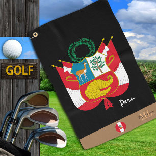 Peruvian flag & Peru, monogrammed / Golf Towel