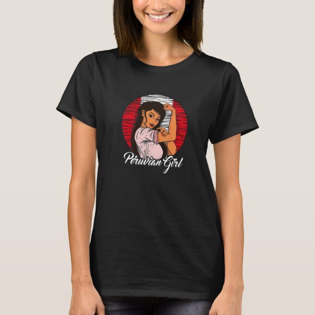 Peruvian Flag Peru Peruvian Girl   T-Shirt (Front)