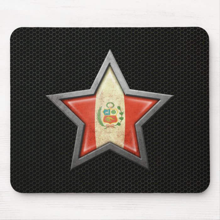 Peruvian Flag Star with Steel Mesh Effect Mouse Pads