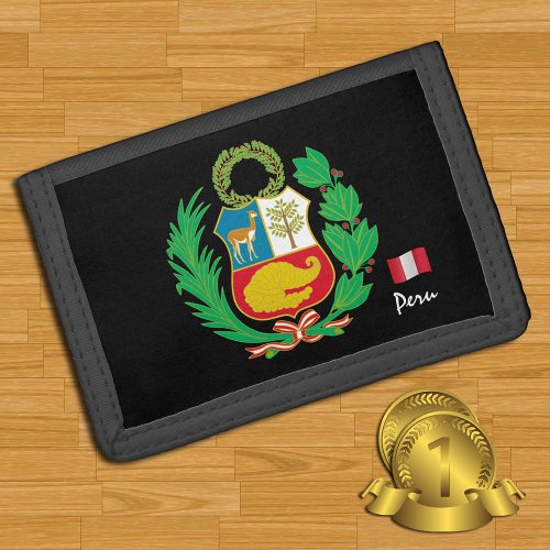 Peruvian flag wallet emblem Peru fashion Trifold Wallet