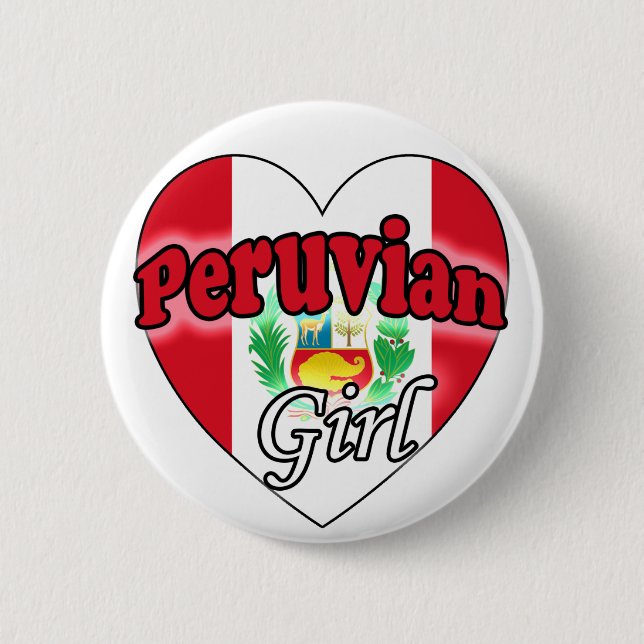 Peruvian Girl Pinback Button (Front)