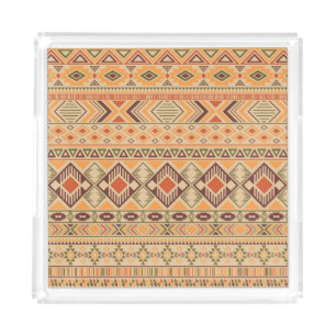 Peruvian Indian: Tribal Geometric Seamless Acrylic Tray