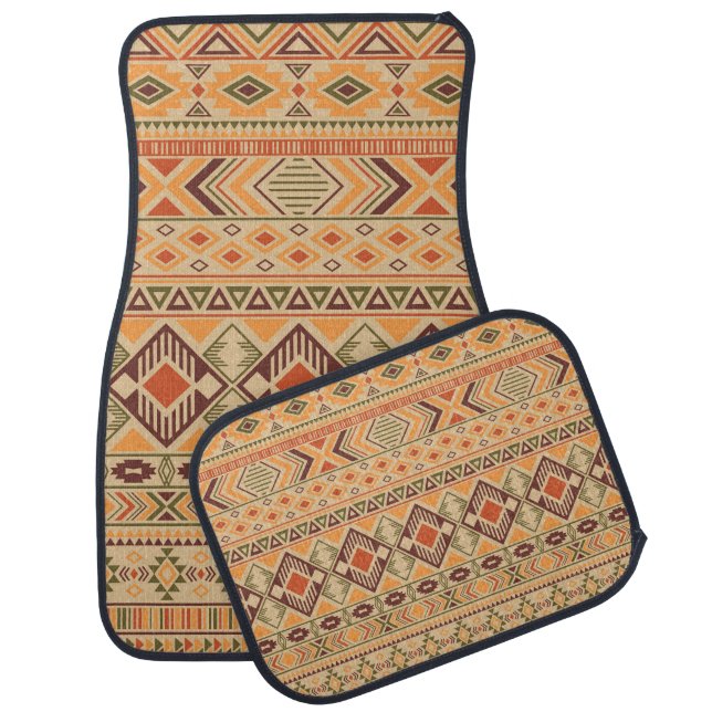 Peruvian Indian: Tribal Geometric Seamless Car Floor Mat (Set)