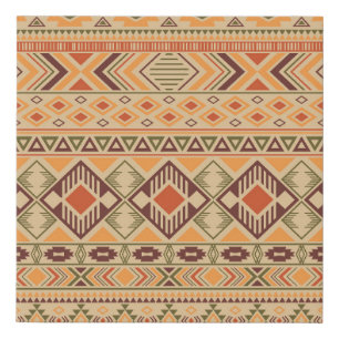 Peruvian Indian: Tribal Geometric Seamless Faux Canvas Print