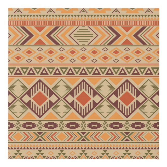 Peruvian Indian: Tribal Geometric Seamless Faux Canvas Print (Front)