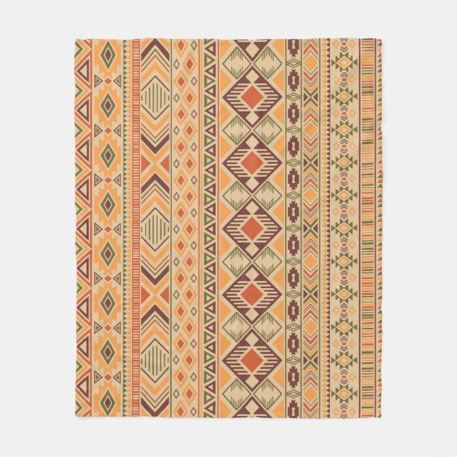 Peruvian Indian: Tribal Geometric Seamless Fleece Blanket (Front)