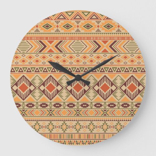 Peruvian Indian Tribal Geometric Seamless Large Clock