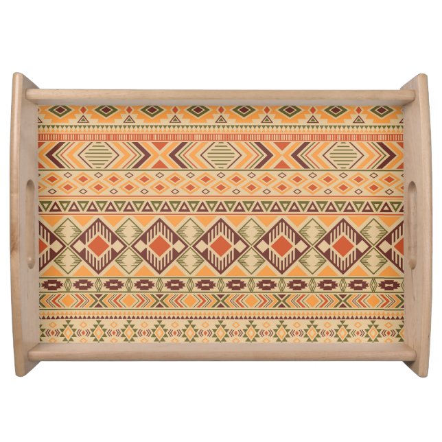 Peruvian Indian: Tribal Geometric Seamless Serving Tray (Front)
