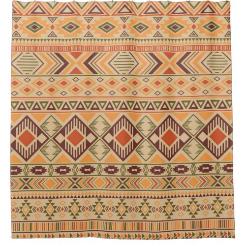 Peruvian Indian Tribal Geometric Seamless Shower Curtain