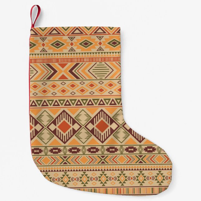 Peruvian Indian: Tribal Geometric Seamless Small Christmas Stocking (Front)