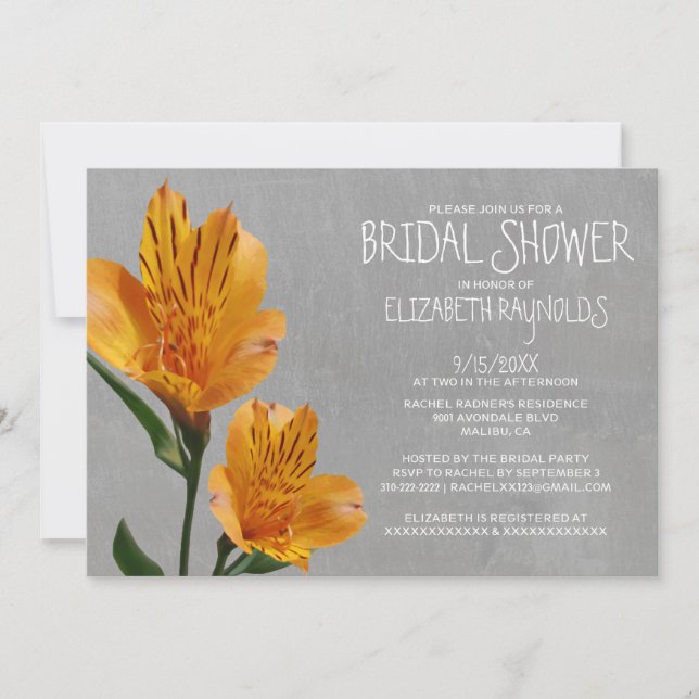 Peruvian Lily Bridal Shower Invitations (Front)
