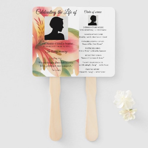 Peruvian lily order of service hand fan