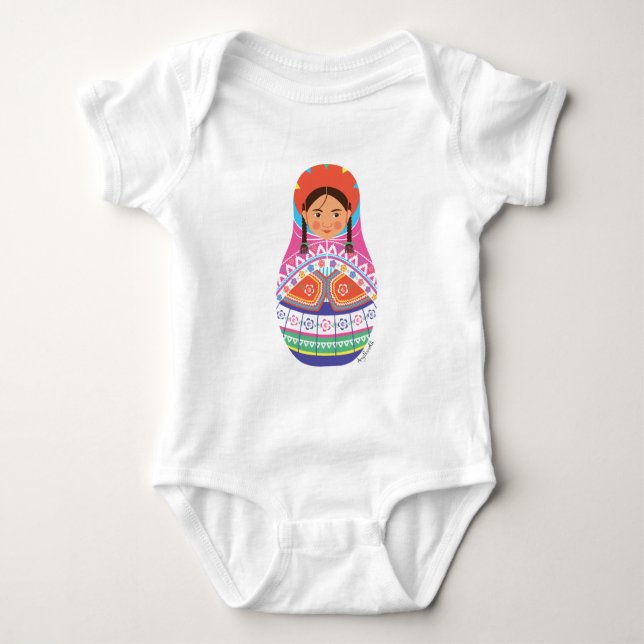 Peruvian Matryoshka Baby Bodysuit (Front)
