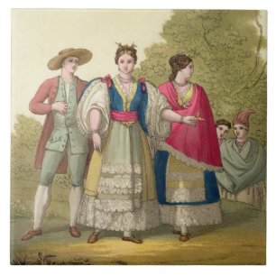 Peruvian Men and Women in Traditional Costume (col Tile
